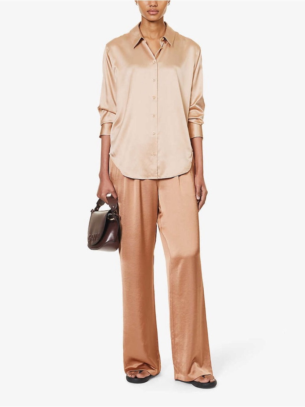 Frame silk  Button-Front Blouse in Champagne size small NWT
